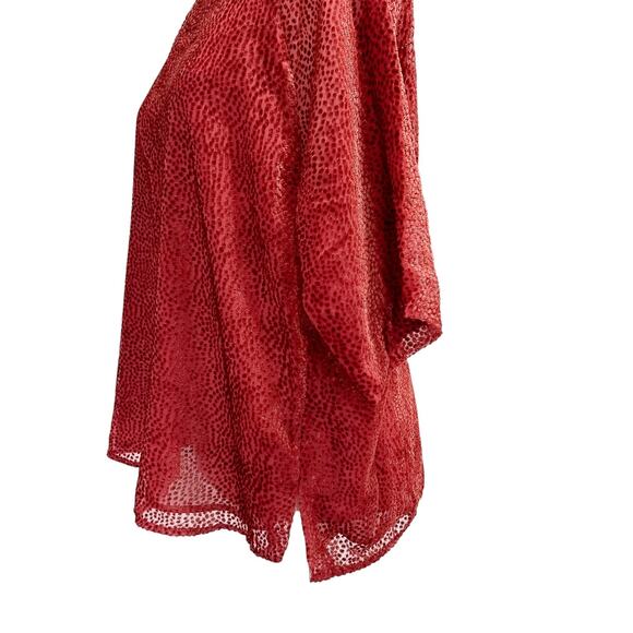 Jigsaw Top Women Size 10‎ Red Tufted Velvet Dots Dressy Layered Blouse (15) - Picture 5 of 11